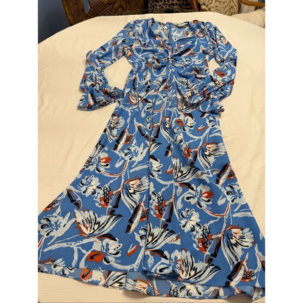Diane Von Furstenberg Anaba Butterfly Blue Floral Maxi Dress Size 2